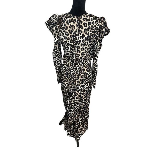 NWT FARM RIO LEOPARD PRINT MAXI MIDI DRESS DEEP V-NECK WOMENS SIZE MEDIUM - Picture 9 of 13